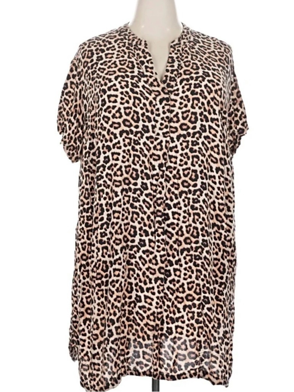 H&M Leopard Print Mini Dress in Black and Tan Lightweight Large